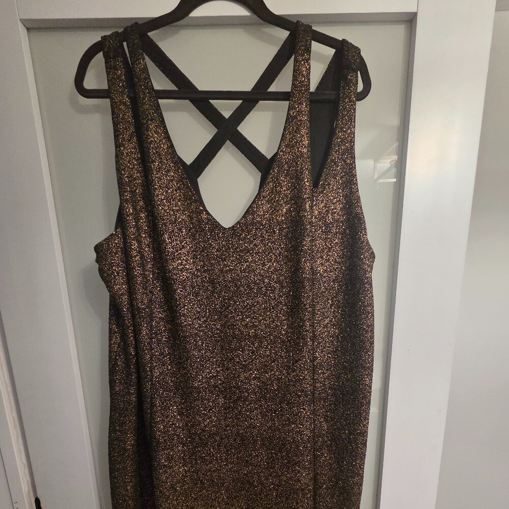 City Chic Gold Glitter Maxi Dress (Plus Size 22W) + Holiday Party NYE Dress